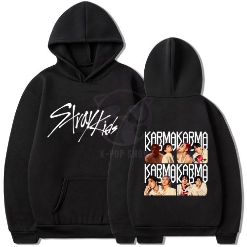 KPOP STRAY KIDS - Karma fekete kapucnis pulóver (hoodie) KÉTOLDALAS