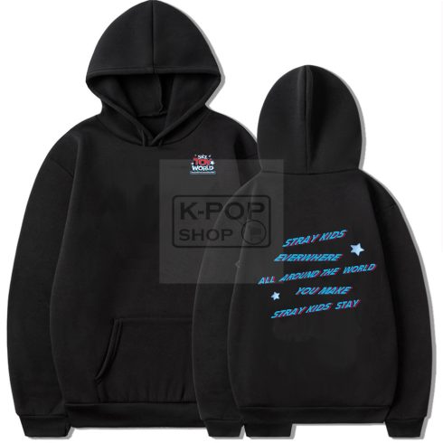 KPOP STRAY KIDS - SKZ Toy World fekete kapucnis pulóver (hoodie) KÉTOLDALAS