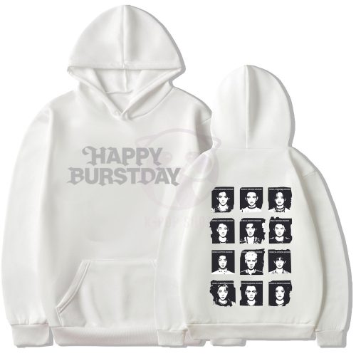 KPOP SEVENTEEN - Happy Burstday fehér kapucnis pulóver (hoodie) KÉTOLDALAS
