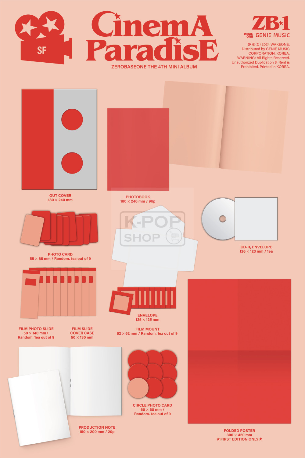 ZEROBASEONE - 4th Mini Album Cinema Paradise Digipack