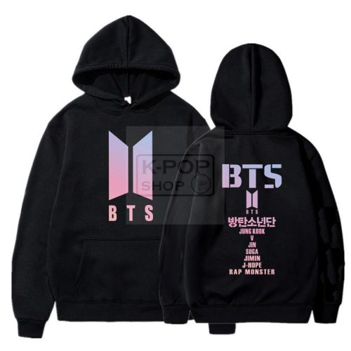 KPOP BTS fekete kapucnis pulóver (hoodie) KÉTOLDALAS