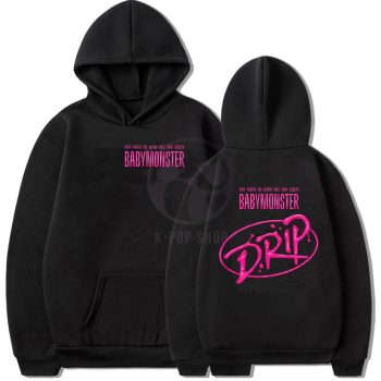   KPOP BABYMONSTER - Drip fekete kapucnis pulóver (hoodie) KÉTOLDALAS