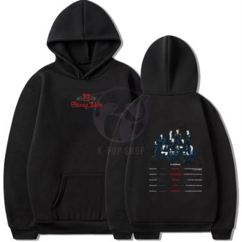   KPOP STRAY KIDS - dominATE fekete kapucnis pulóver (hoodie) KÉTOLDALAS