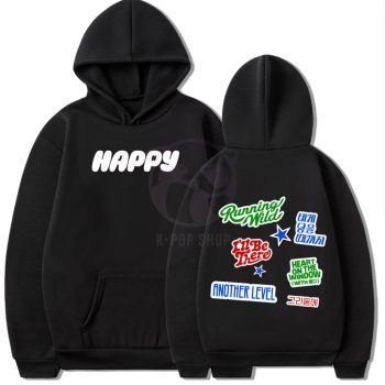   KPOP JIN (BTS) - HAPPY fekete kapucnis pulóver (hoodie) KÉTOLDALAS