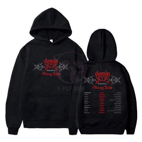 KPOP STRAY KIDS - dominATE fekete kapucnis pulóver (hoodie) KÉTOLDALAS