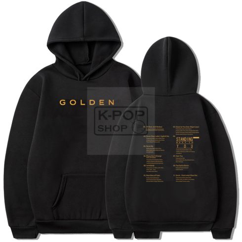 KPOP JUNGKOOK (BTS) - GOLDEN fekete kapucnis pulóver (hoodie) KÉTOLDALAS