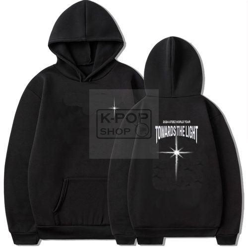 KPOP ATEEZ - 2024 World Tour fekete kapucnis pulóver (hoodie) KÉTOLDALAS