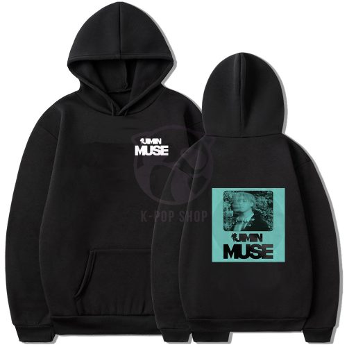 KPOP JIMIN (BTS) - MUSE fekete kapucnis pulóver (hoodie) KÉTOLDALAS