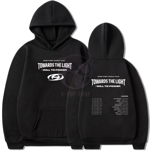 KPOP ATEEZ - Towards The Light: Will To Power World Tour fekete kapucnis pulóver (hoodie) KÉTOLDALAS