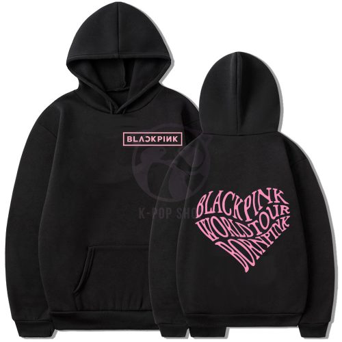 KPOP BLACKPINK - BORN PINK World Tour fekete kapucnis pulóver (hoodie) KÉTOLDALAS