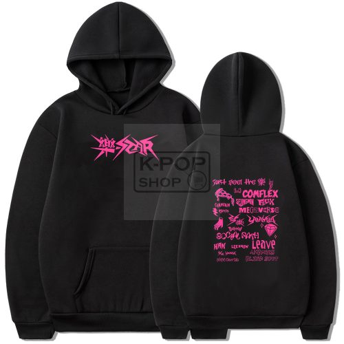 KPOP STRAY KIDS -  樂-STAR ROCK-STAR fekete kapucnis pulóver (hoodie) KÉTOLDALAS