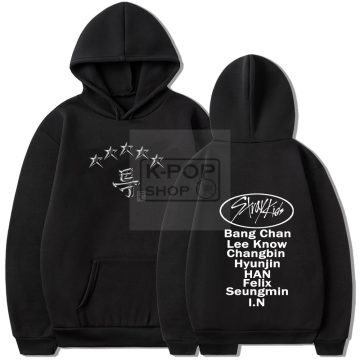   KPOP STRAY KIDS - 5-Star fekete kapucnis pulóver (hoodie) KÉTOLDALAS