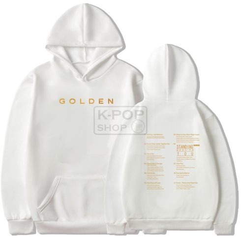 KPOP JUNGKOOK (BTS) - GOLDEN fehér kapucnis pulóver (hoodie) KÉTOLDALAS