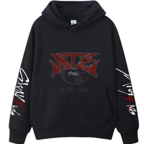 KPOP STRAY KIDS - ATE fekete kapucnis pulóver (hoodie) 